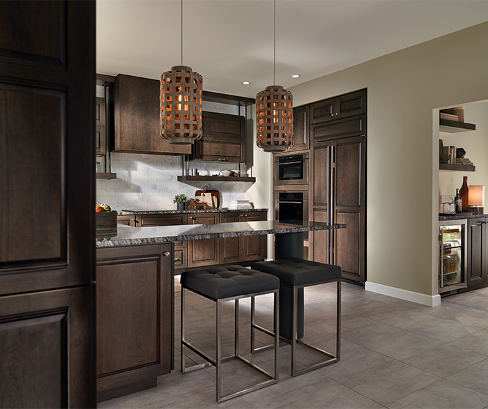Transitional Kitchen with Cherry Cabinets