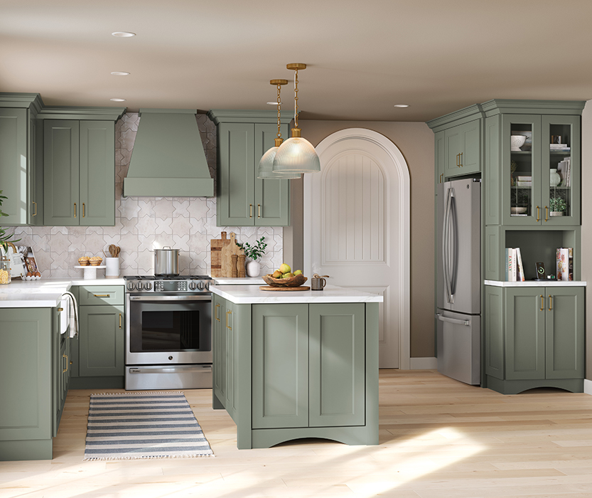 Fashionable Kitchen Cabinets in a Stylish Green Color - MasterBrand