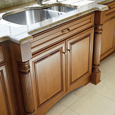 Cabinet legs on a sink base cabinet