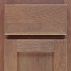 Close-up of a partial overlay cabinet door