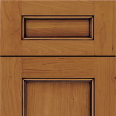 Close-up of cabinet door with 5-piece drawer front