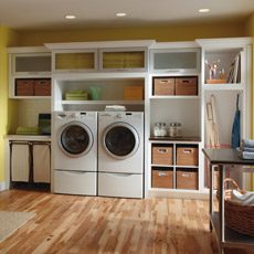 White laundry room cabinets