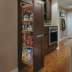 Tall Pantry Pullout Cabinet pulled opened to show storage capabilities
