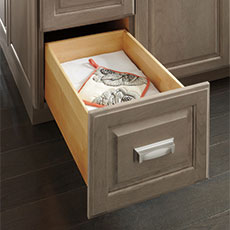 Frameless cabinet drawer opened