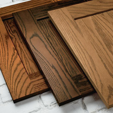 Cabinet doors in various stains