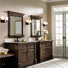 Custom bathroom vanity cabinets with matching mirrors
