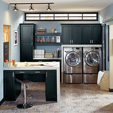 Our laundry cabinet solutions combine beauty and functionality to make doing laundry more enjoyable.