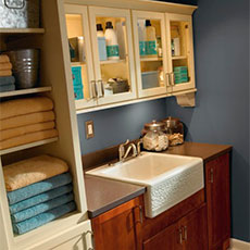 Sink base cabinet in laundry room
