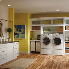 White laundry room cabinets