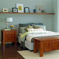 Use built-in bedroom cabinets to personalize your space.