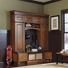 Create an organized oasis in a chaotic world with MasterBrand's mudroom cabinets.