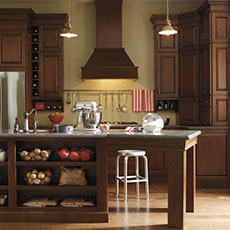 Warm Cherry kitchen cabinets from MasterBrand