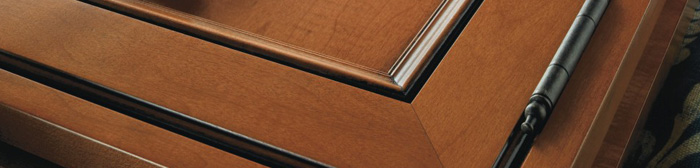 Close up of cabinet door with faux hinge