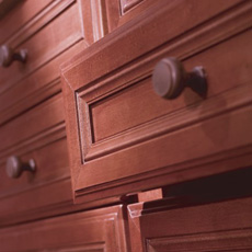 Close up of open cabinet drawer