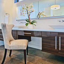 Consider accessibility needs - current and future - in your bathroom cabinetry design.