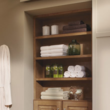 Open shelving bathroom cabinet design