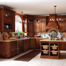 L-shaped kitchen layout with a kitchen island