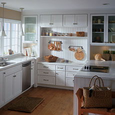White Kitchen Cabinets in U-shape Kitchen Layout