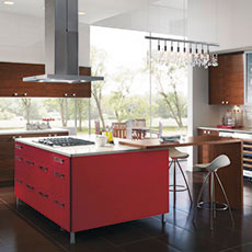 Red kitchen cabinets in contemporary design