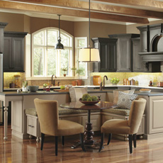 Large kitchen with island seating and table for family meals
