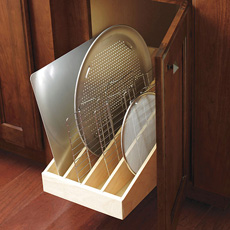 Roll out tray divider cabinet in use