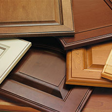 Various cabinet door styles and finishes for a remodeling project