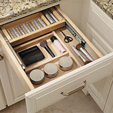 Cabinet drawer organization for a bathroom remodeling project