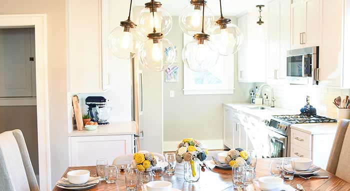 Image of renovated small kitchen from the adjacent dining room