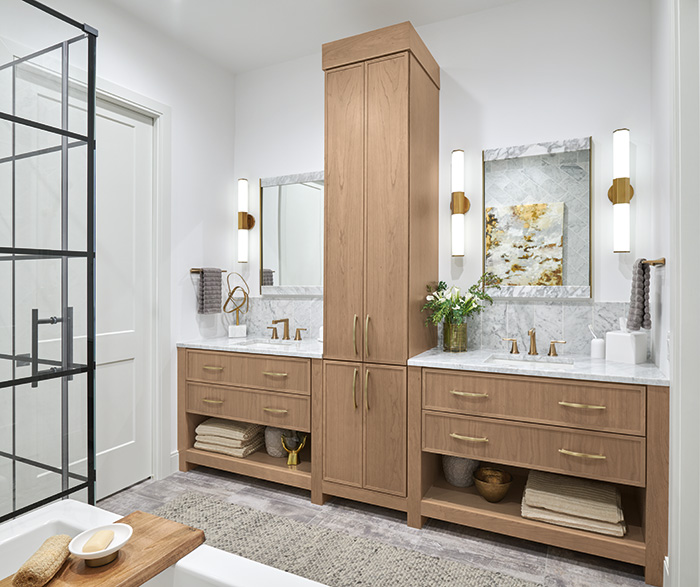 Casual Cherry Woodtone Bathroom Cabinets - MasterBrand