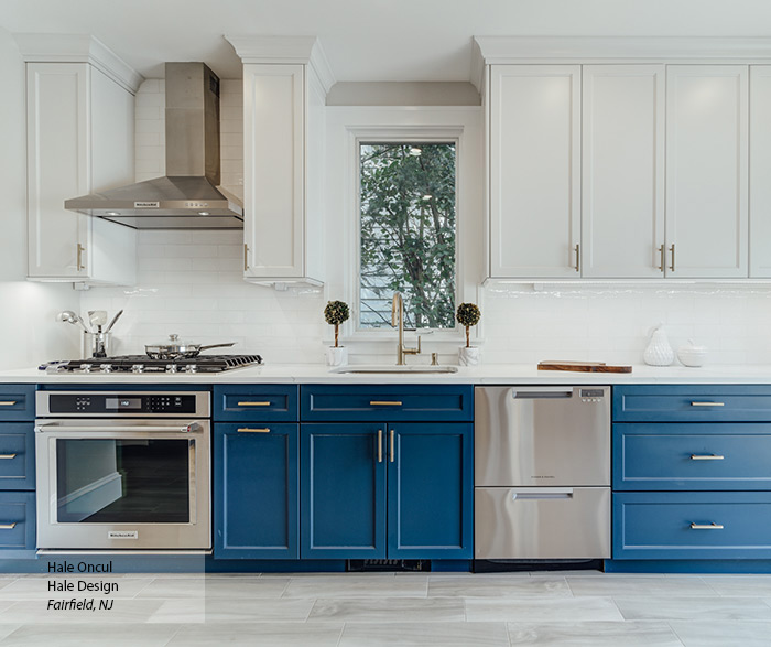 Blue white deals wood kitchen