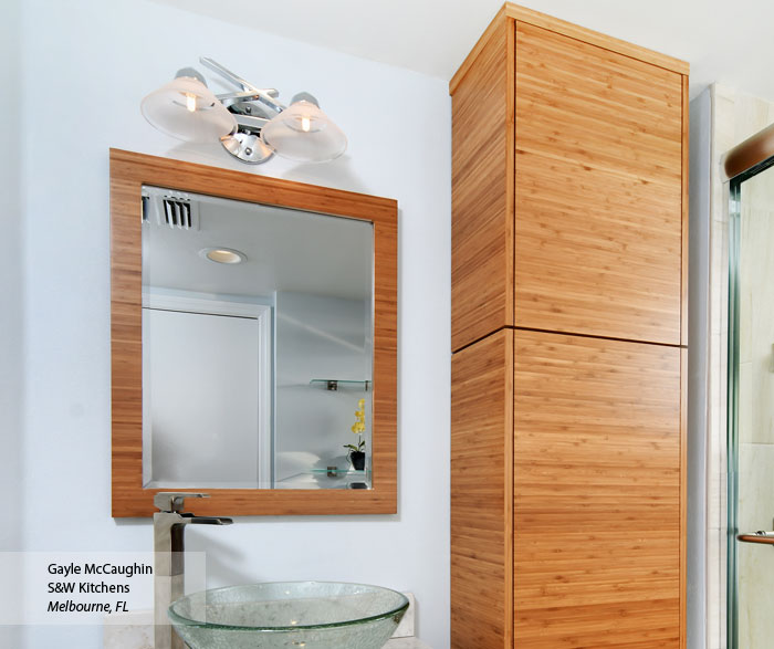Bamboo mirror outlet cabinet