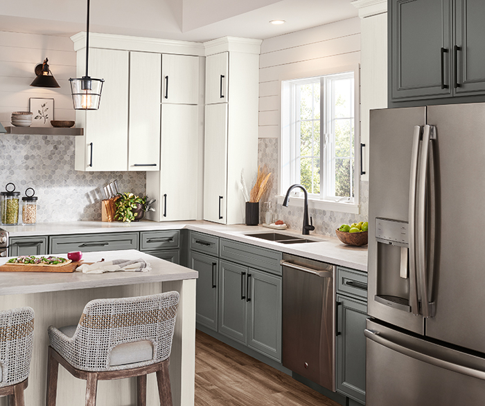 Farmhouse Gray And White Kitchen Cabinets Masterbrand