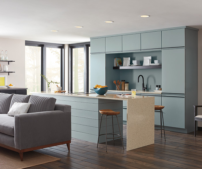 Contemporary Soft Blue Kitchen Cabinets