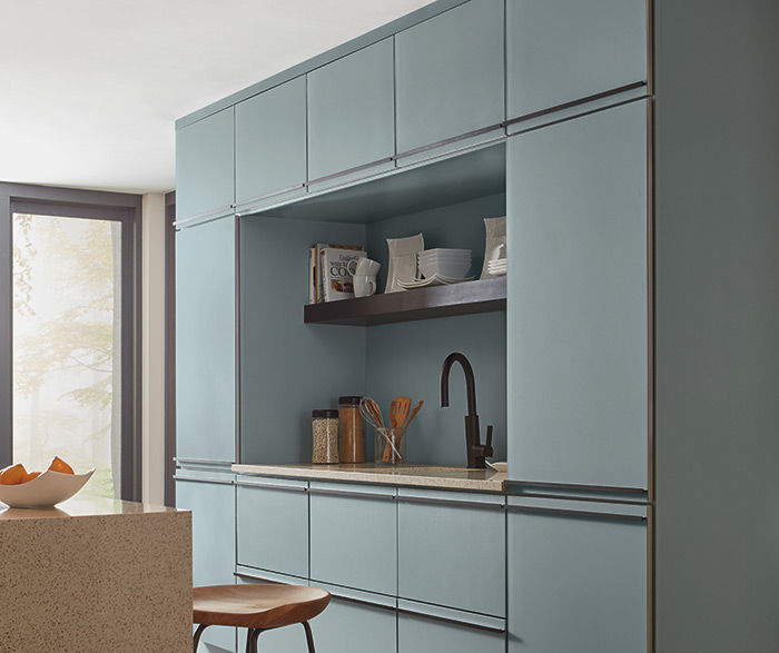 Contemporary Soft Blue Kitchen Cabinets