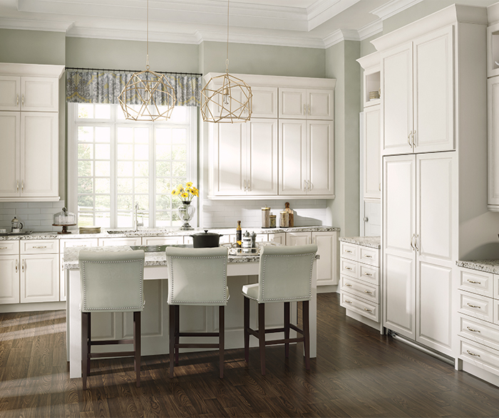 Casual Kitchen with White Cabinets