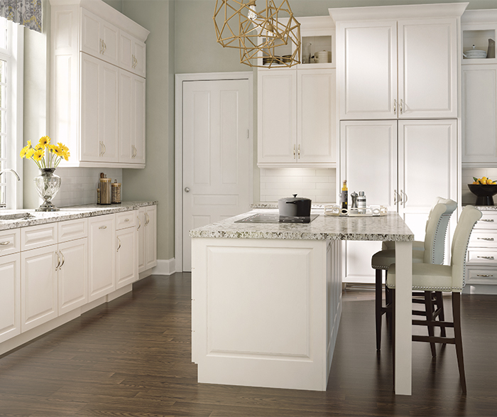 Casual Kitchen with White Cabinets