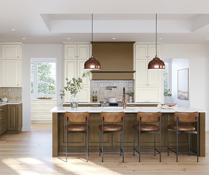 Stained and Painted Cabinets in Transitional Kitchen