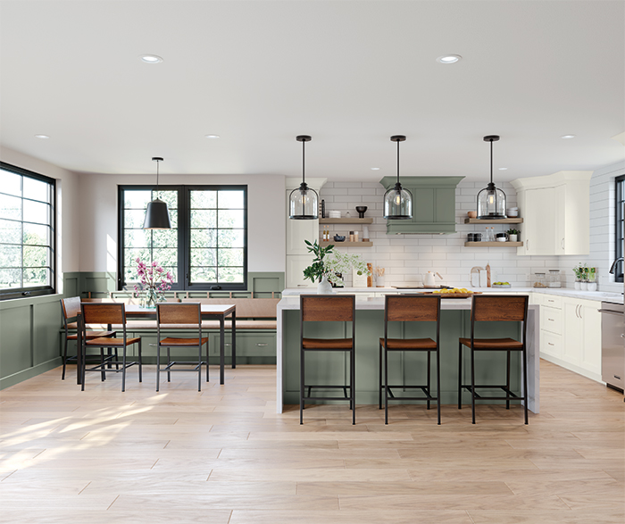 Maren Green and Neutral Kitchen Cabinets