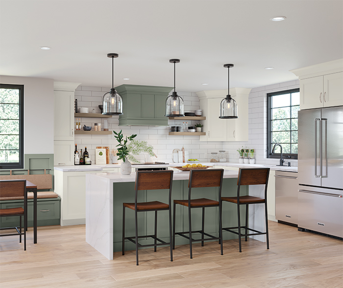 Maren Green and Neutral Kitchen Cabinets