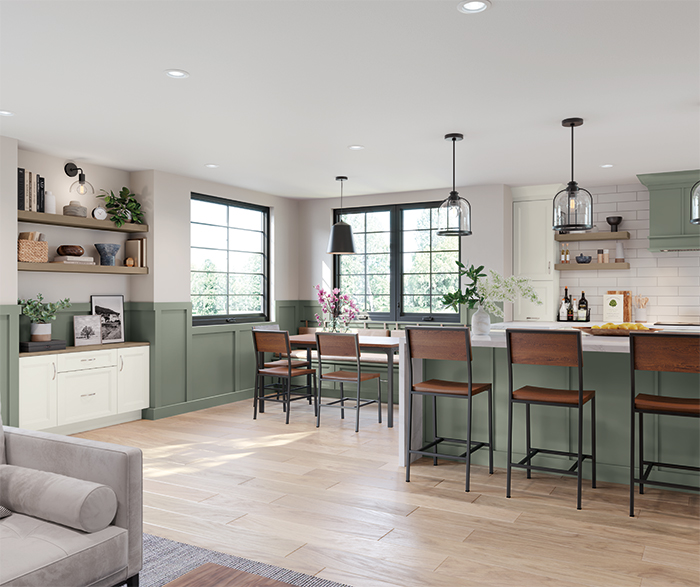 Maren Green and Neutral Kitchen Cabinets