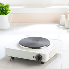 Hot plate on white kitchen counter