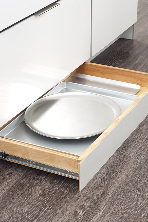Toekick Drawer with Push-to-open Guides